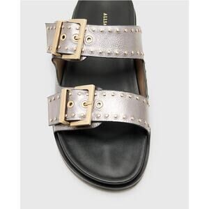AllSaints Magda Silver Studded Sandals - Women's 7.5